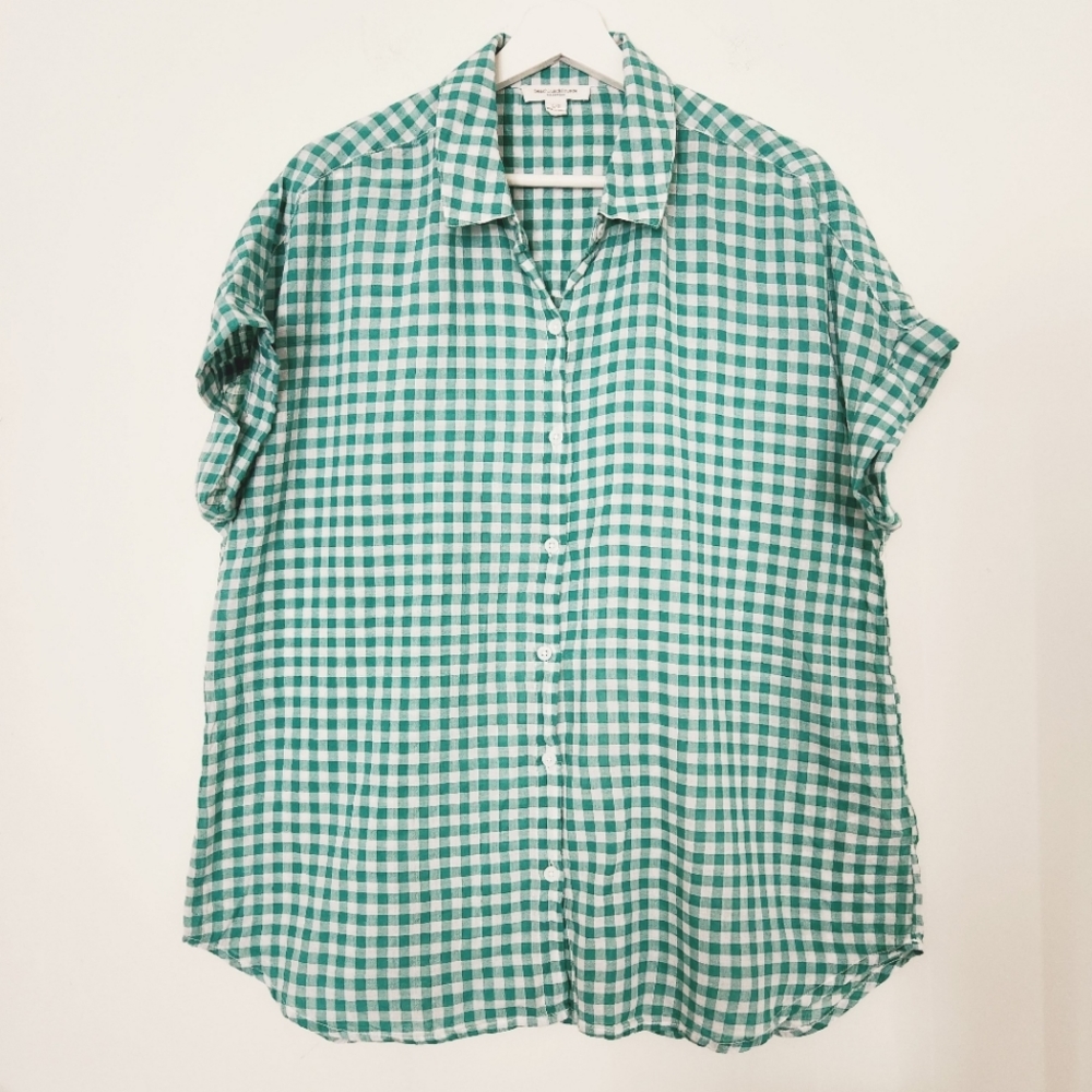 Beachlunchlounge Ginham green and white shirt  size L